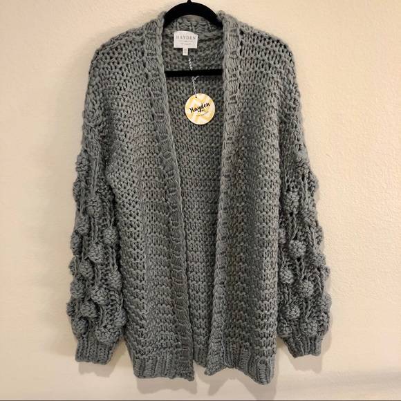 pom pom knit cardigan